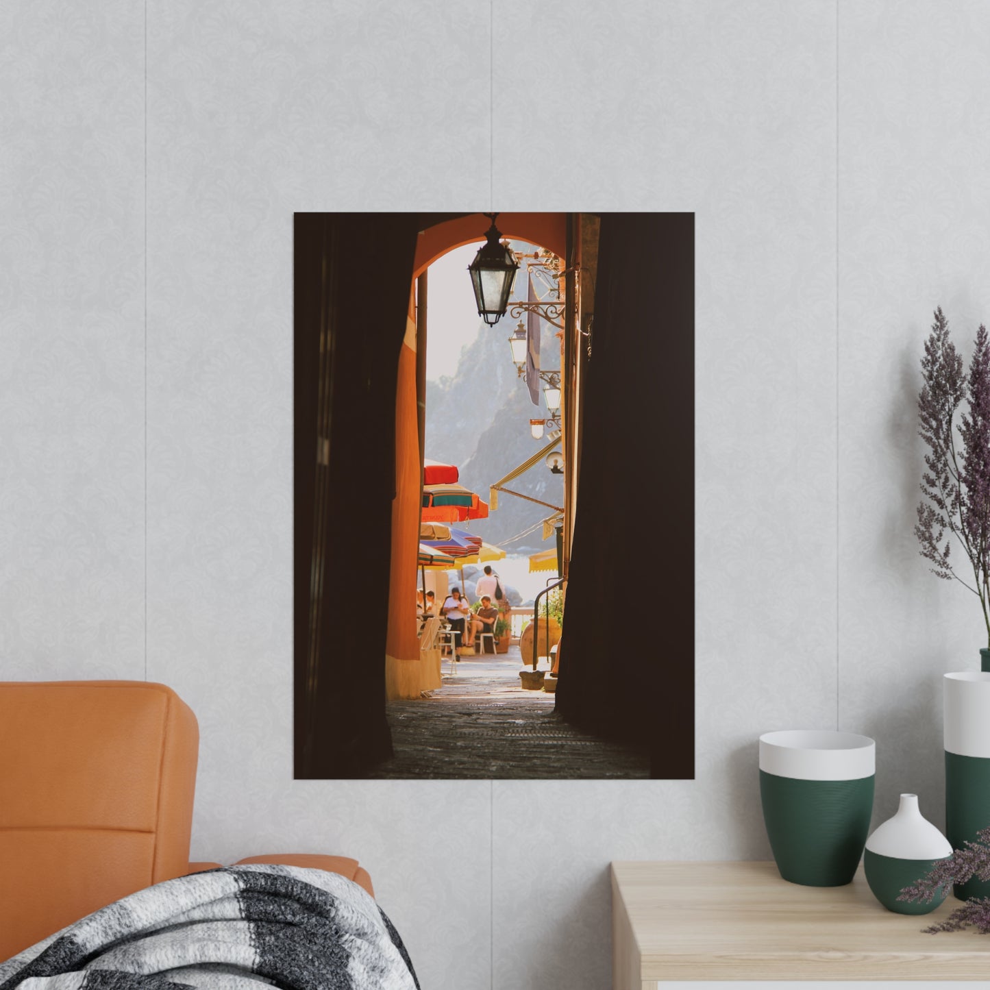 Póster Fotográfico - Arco y café de Calle en Cinque Terre, Italia